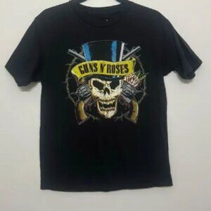 Bravado Mens Black Guns N Roses Skull Logo Graphic 100% Cotton T-Shirt Medium